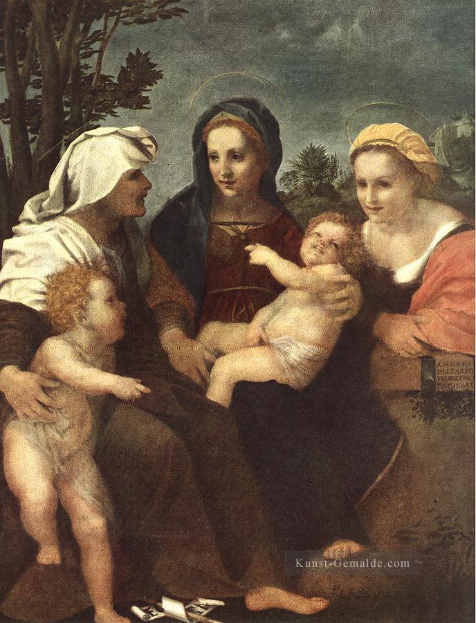 Madonna und Kind mit St Catherine Elisabeth und Johannes der Täufer Renaissance Manierismus Andrea del Sarto Ölgemälde